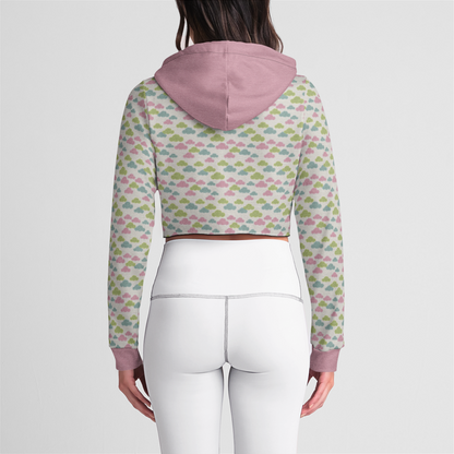 CROP HOODIE CLOUD GEMS PINK