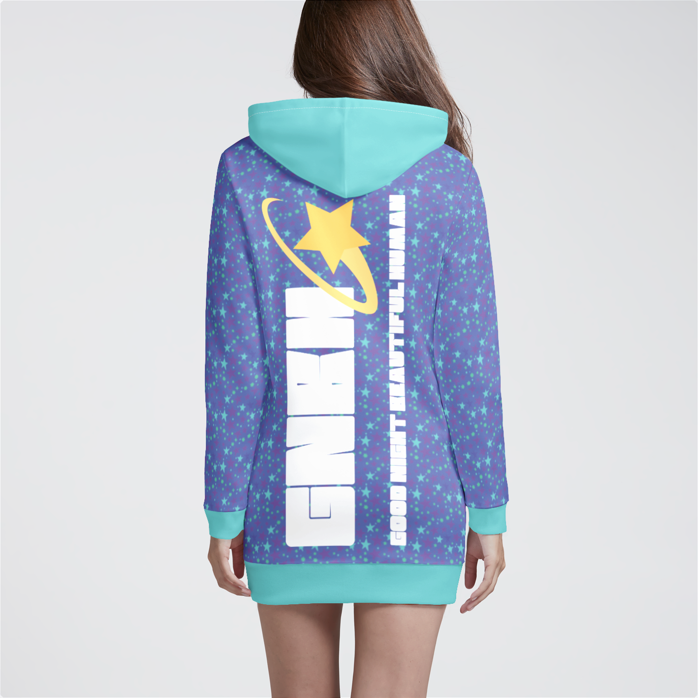 HOODIE DRESS STARDUST TEAL